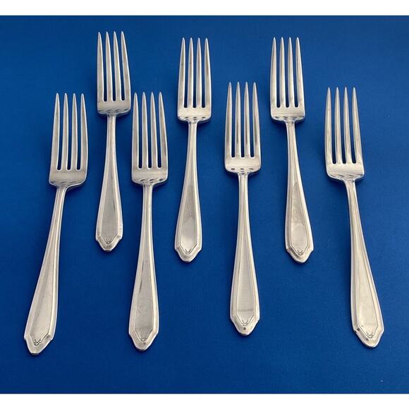 National Silver Company AA 7 1/2” Dinner Forks Flatware Set of 7 Vintage - Picture 3 of 15